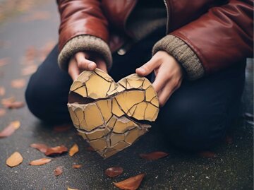 Frau hält zerbrochenes Herz in der Hand | © Adobe Stock/Michael