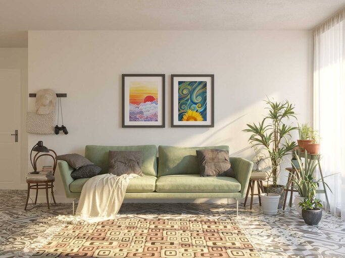 Modern eingerichtetes Wohnzimmer | © Getty Images/Boris SV