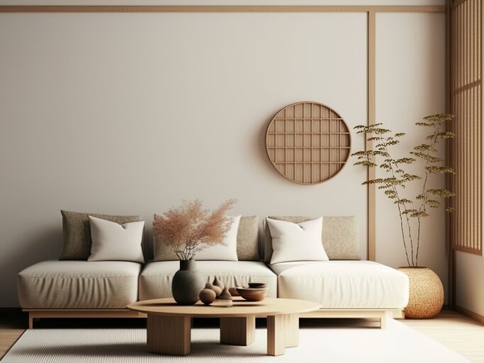 Wohnzimmer im Japandi-Stil | © AdobeStock/Ilugram