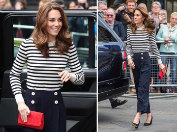 Prinzessin Kate in einem Streifenshirt und Sailor Pants | © Getty Images/Neil Mockford/Samir Hussein/Kontributor