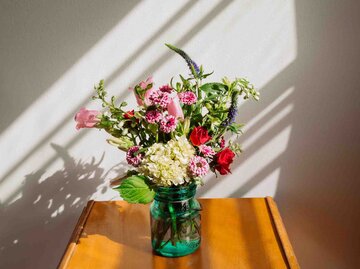 Blumenvase mit schönen Wildblumen im Sonnenlicht | © Getty Images/Jena Ardell